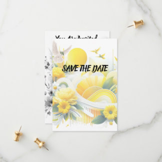 Save The Date Fusion Ensoleillée : Dessins Vibrants Jaune & Citr