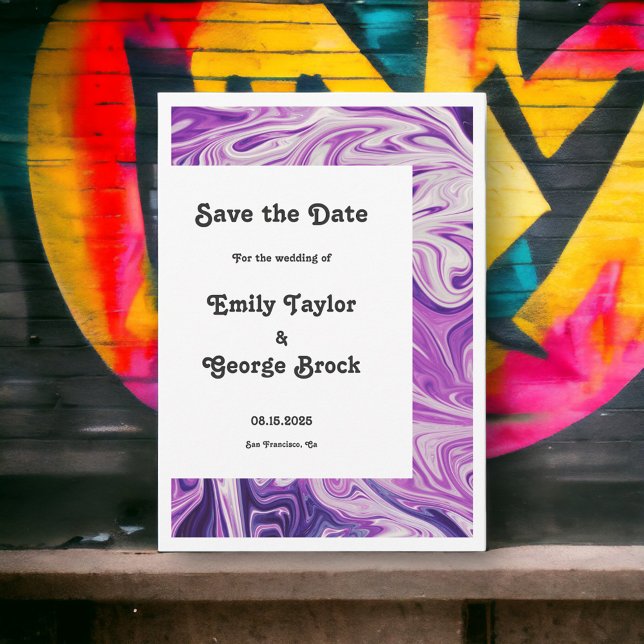 Save The Date Galaxie bleue minimale moderne Mariage d'art Abstr (Créateur téléchargé)