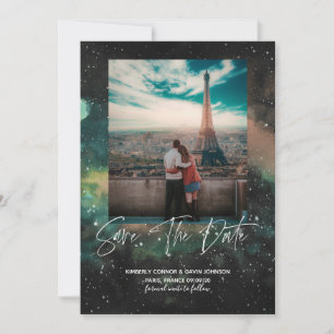 Save The Date Galaxie et Lune géométrique Enregistrer la date