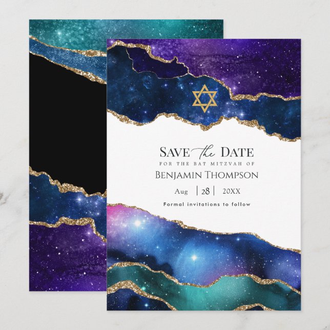 Save The Date Galaxy Agate Bat Mitzvah (Devant / Derrière)