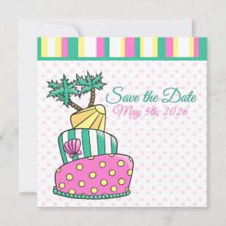 Save The Date Gâteau de plage tropicale