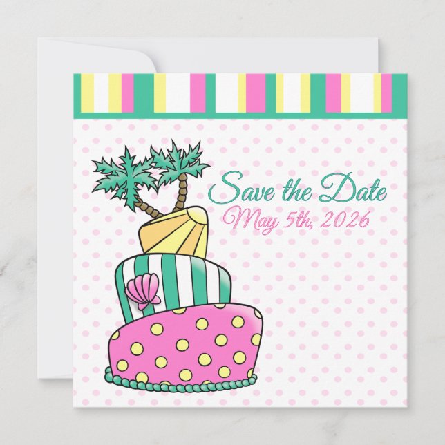 Save The Date Gâteau de plage tropicale (Devant)