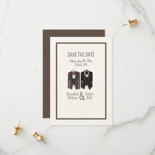 Save The Date Gay Couple Tuxedos Mariage Enregistrer la date