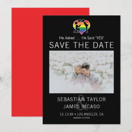 Save the Date Gay He sagte Ja Personalisiert Foto Ankündigung
