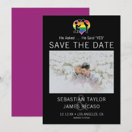 Save the Date Gay He sagte Ja Personalisiert Foto Ankündigung