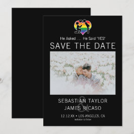 Save the Date Gay He sagte Ja Personalisiert Foto Ankündigung