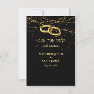 Save The Date Gay lumières scintillantes et alliances de mariage