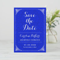 Save the Date Geburtstag - Silver Royal Blue Damas