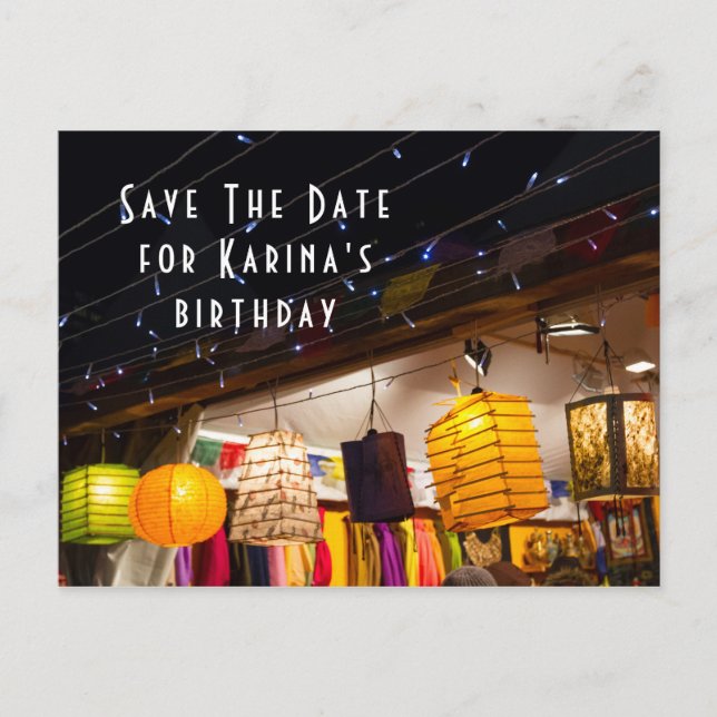 Save the Date Geburtstagskarte Ankündigungspostkarte (Vorderseite)