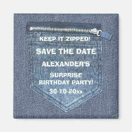 Save the Date Geburtstagsparty Behielt es Zipped D Magnet