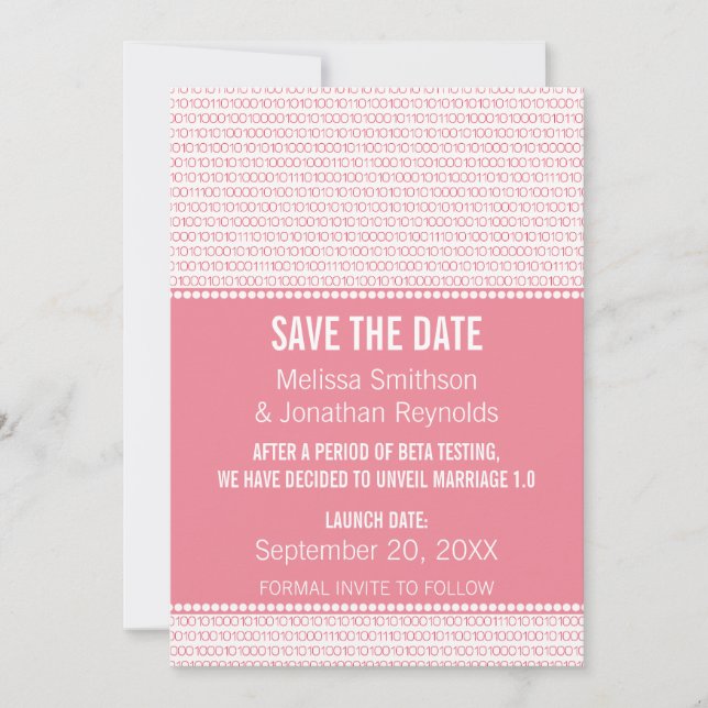 Save The Date Geek Chic Binary Enregistrer la date Invitation, r (Devant)