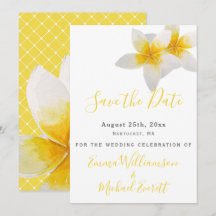 Save The Date | Gelbe tropische Blume Hochzeit