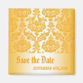 Save the Date gelber Damast Magnet
