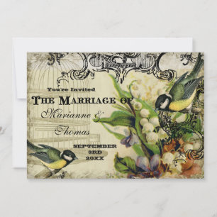 Save the Date, gelber Vogelkäfig, floralwirbel Date
