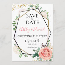 Géométrique moderne rose or Enregistrer la date