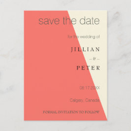 Save the Date geometrische Koralle Postkarte