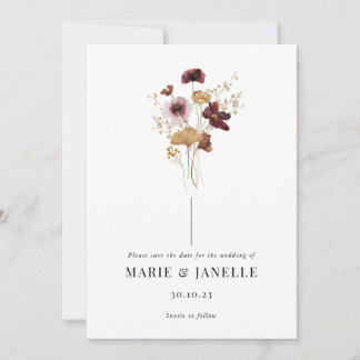 Save the Date gepresste Wildblume