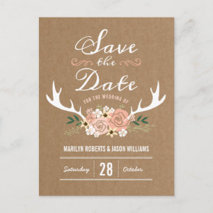Save the Date Geweih Ankündigungspostkarte