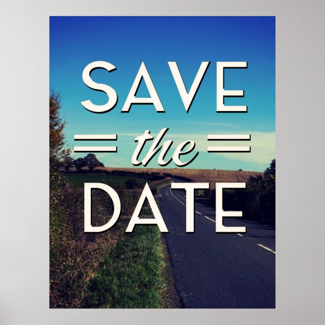 Save the Date gewellte Straße Poster (Vorne)