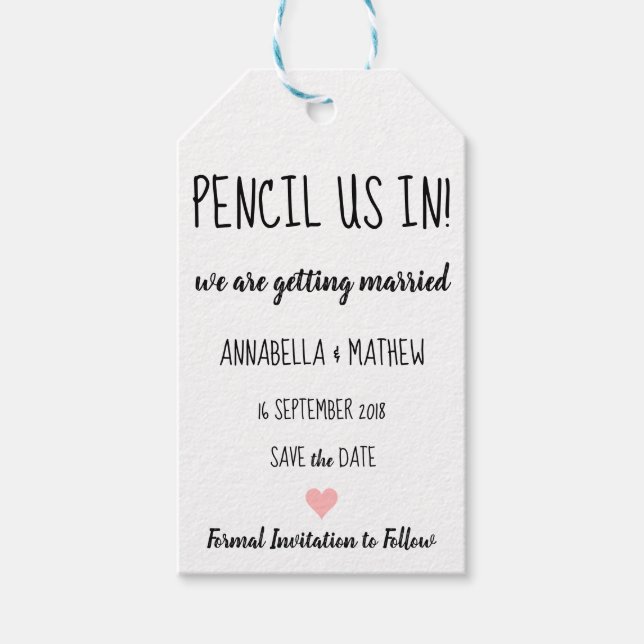 Save the Date Gift-Tags Geschenkanhänger (Vorderseite)