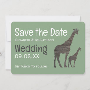 Save The Date Giraffe Safari d'argile, Mariage rustique