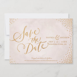 Save The Date Glam blush rose or calligraphie enregistrer la dat