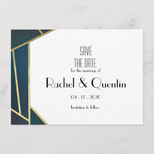 Save The Date Glam Gold Géométrique Art Déco Mariage Enregistrer