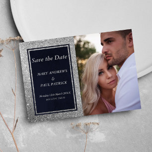 Save The Date Glam marine bleu argent parties scintillant photo 