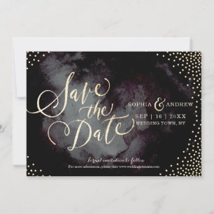 Save The Date Glam moderne noir or calligraphie enregistrer la d