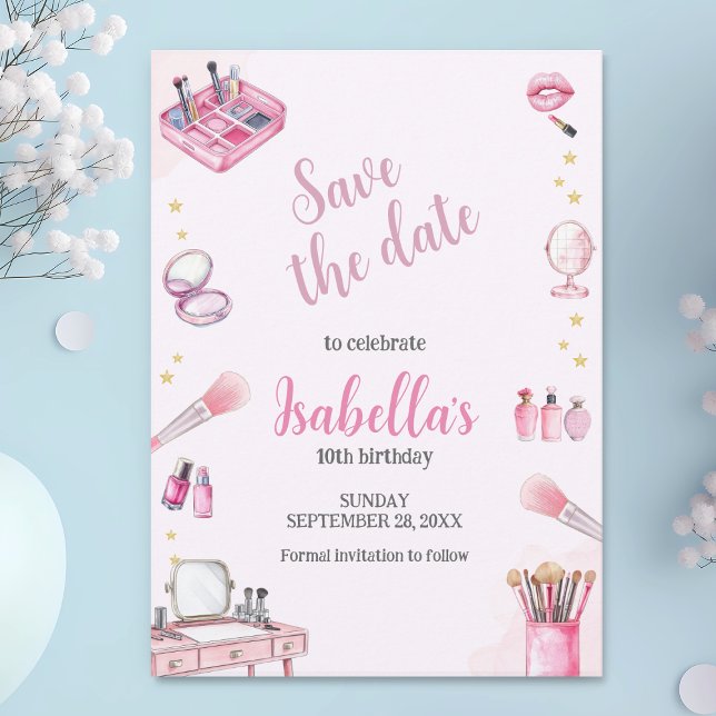 Save The Date Glam Party fille Beauté Aquarelle Spa Anniversaire (Créateur téléchargé)