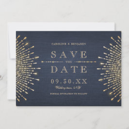 Save The Date Glamor Deco Marine bleu Vintage Enregistrer la dat