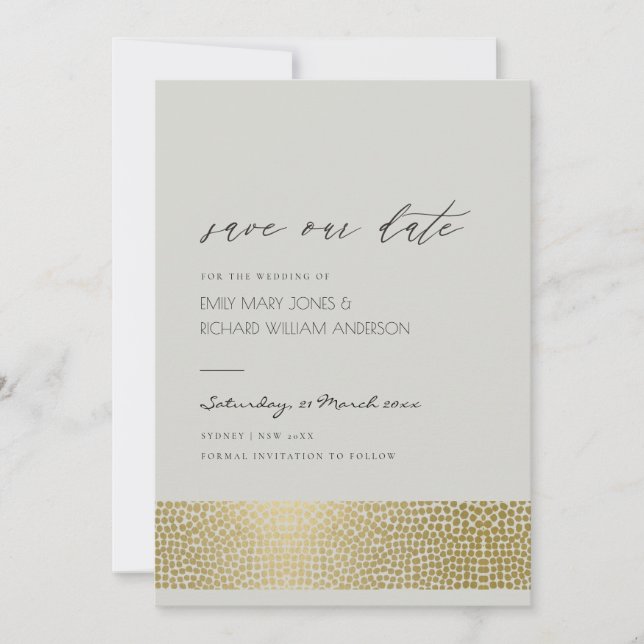 SAVE THE DATE GLAMOROUS GOLD GRAY DOTS MOSAIC ENREGISTRER LA DAT (Devant)