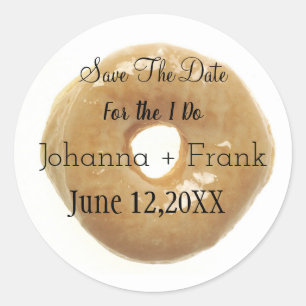 Save the Date Glazed Donut Runder Aufkleber