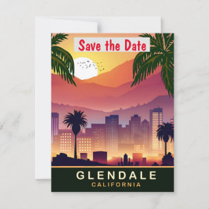 Save The Date Glendale, Californie, Travel Postcard,