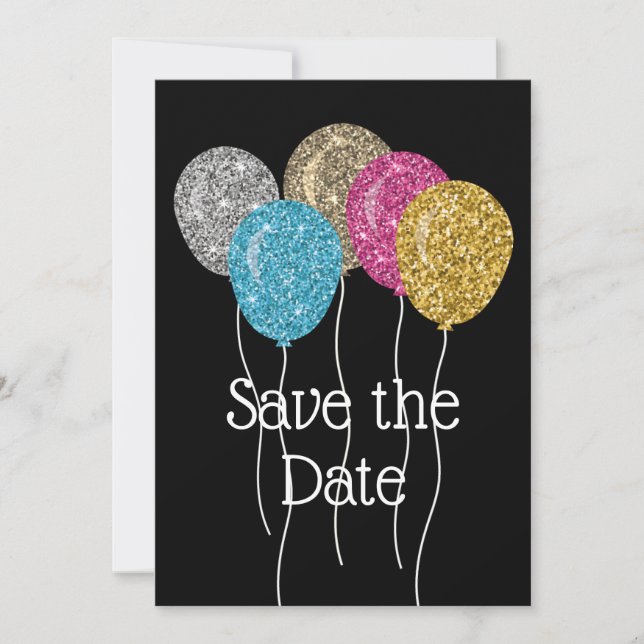 Save the Date Glitzern Birthday Party (Vorderseite)