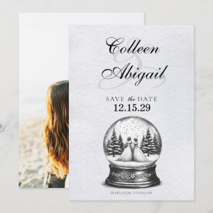 Save The Date Globe des neiges des mariées