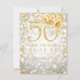 Save The Date Gold 50th Birthday Lights Enregistrer La Date Arge