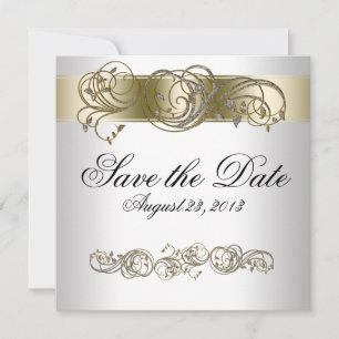 Save The Date Gold Argent Ornate Formal Enregistrer la date