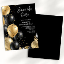 Save the Date Gold Black 50. Geburtstag