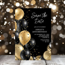 Save the Date Gold Black 50. Geburtstag