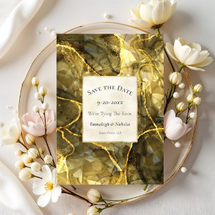 Save The Date Gold Black Topaz Gemstone Enregistrer la date