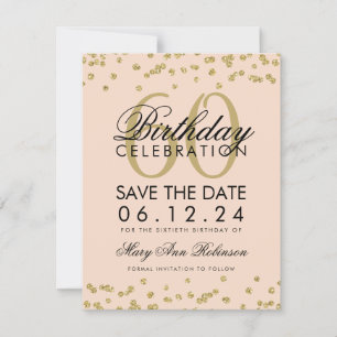 Save The Date Gold Blush Pink 60e anniversaire Date de sauvegard