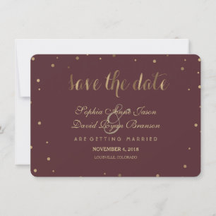 Save The Date Gold Confetti Aimer Mariage Bourgogne Enregistrer
