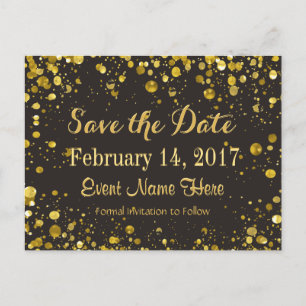 Save The Date   Gold Confetti Ankündigungspostkarte