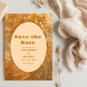 Save The Date Gold Floral Art Nouveau Mariage
