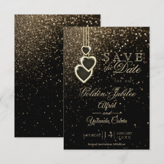 Save the Date - Gold-Glitzer  Einladung