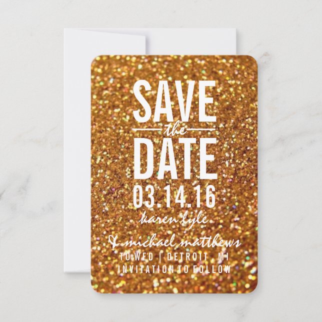 Save The Date | Gold Glitzer Fab II (Vorderseite)