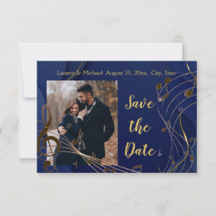 Save the Date Gold Glitzer Musiknoten Moderne Einladung