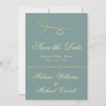 Save the Date - Gold Hearald Green Wedding