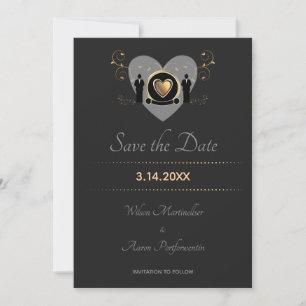 Save The Date Gold Heart Homme Mariage   Enregistrer la date